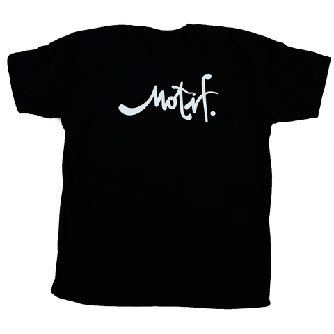 NEW! Motif Script Logo Front and Back Tee - Black